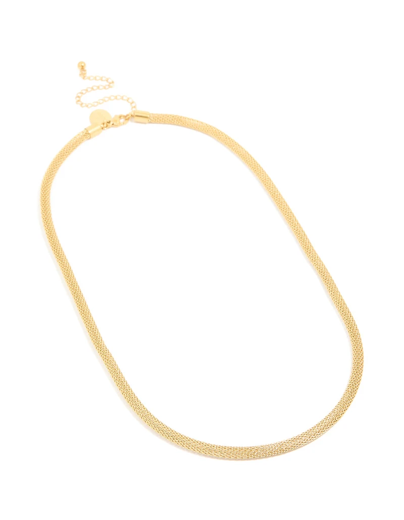 Waterproof Gold Plated Stainless Steel Mesh Tube Necklace