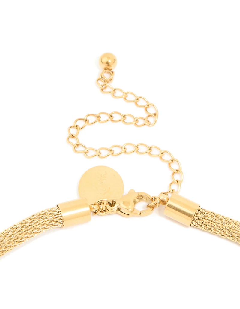 Waterproof Gold Plated Stainless Steel Mesh Tube Necklace