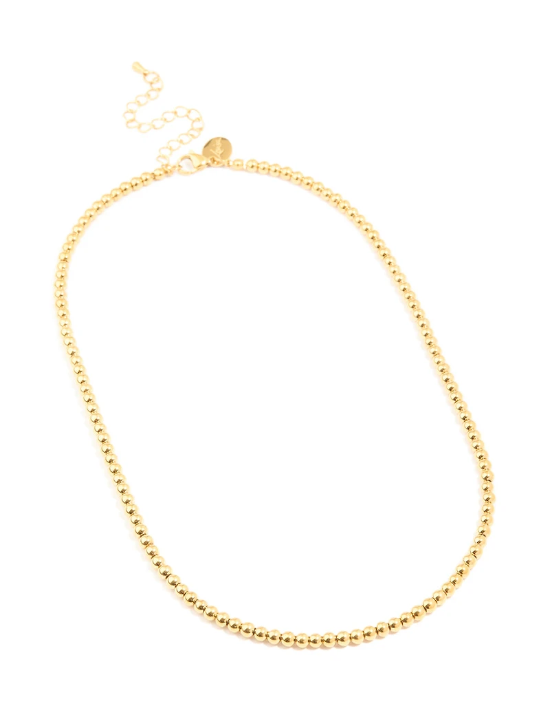 Waterproof Gold Plated Stainless Steel Ball Chain Necklace