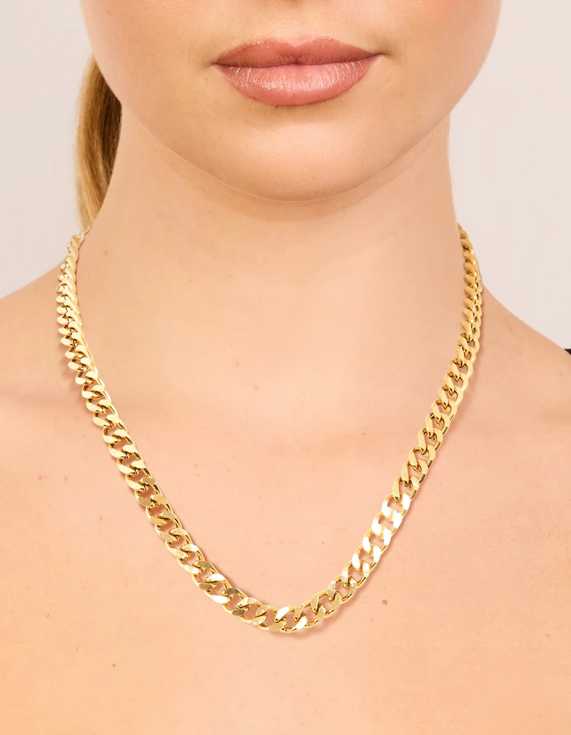 Waterproof Gold Plated Stainless Steel Curb Chain Necklace