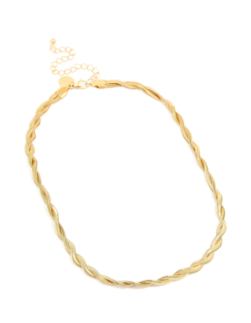 Waterproof Gold Plated Stainless Steel Snake Chain Twisted Necklace