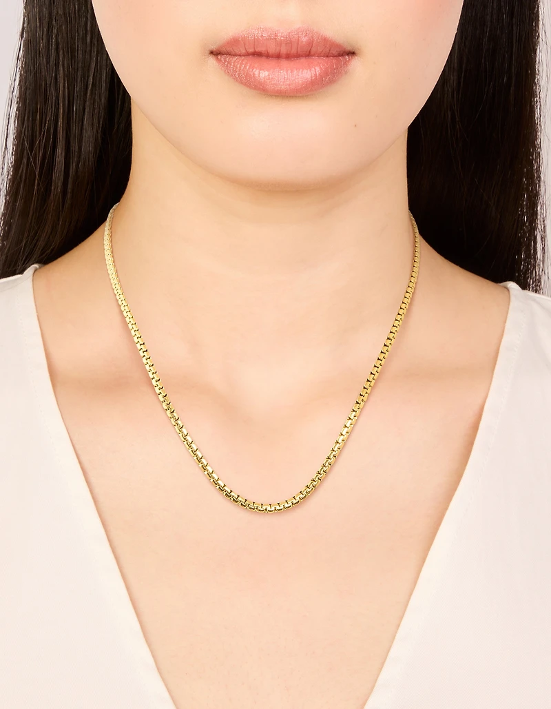 Collier de chaîne en boîte en acier inoxydable plaqué or imperméable