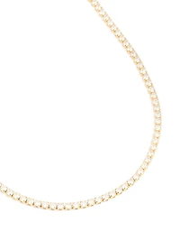 Waterproof Gold Plated Stainless Steel Cubic Zirconia Tennis Necklace