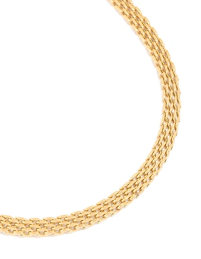 Waterproof Gold Plated Stainless Steel Interwoven Chain Necklace