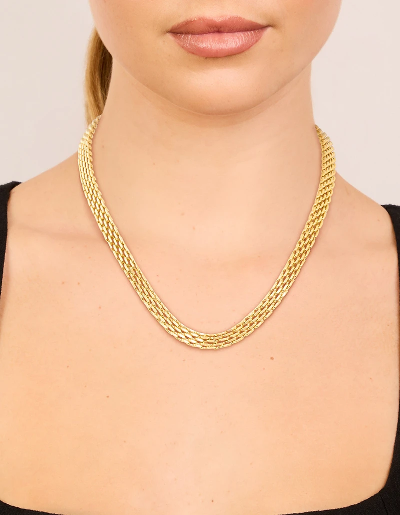 Waterproof Gold Plated Stainless Steel Interwoven Chain Necklace