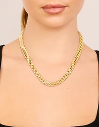Waterproof Gold Plated Stainless Steel Interwoven Chain Necklace