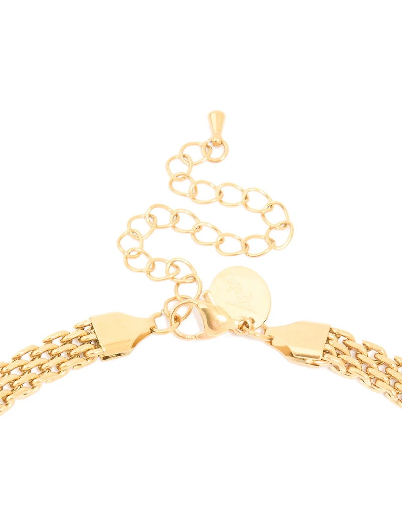 Waterproof Gold Plated Stainless Steel Interwoven Chain Necklace