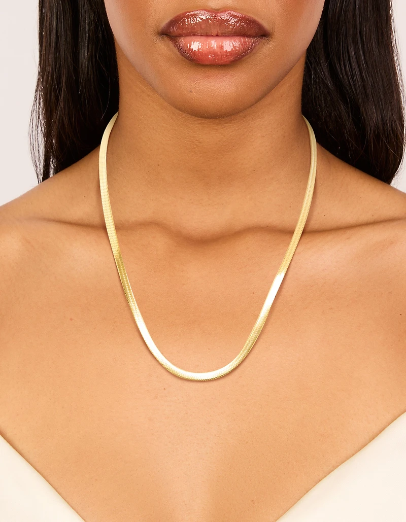 Collier en chaîne de serpent fin plat en acier inoxydable plaqué or imperméable