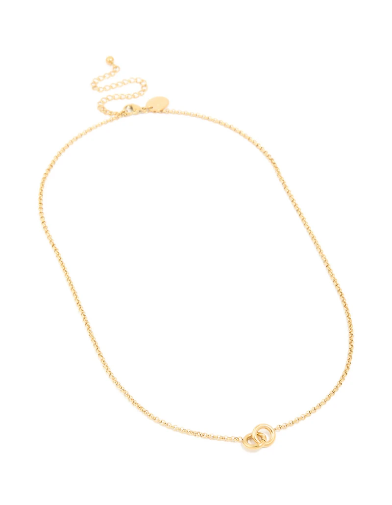 Waterproof Gold Plated Stainless Steel Interlock Loops Pendant Necklace