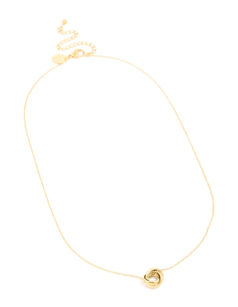 Waterproof Gold Plated Stainless Steel Looped Pendant Necklace