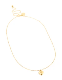 Waterproof Gold Plated Stainless Steel Puffy Heart Pendant Necklace