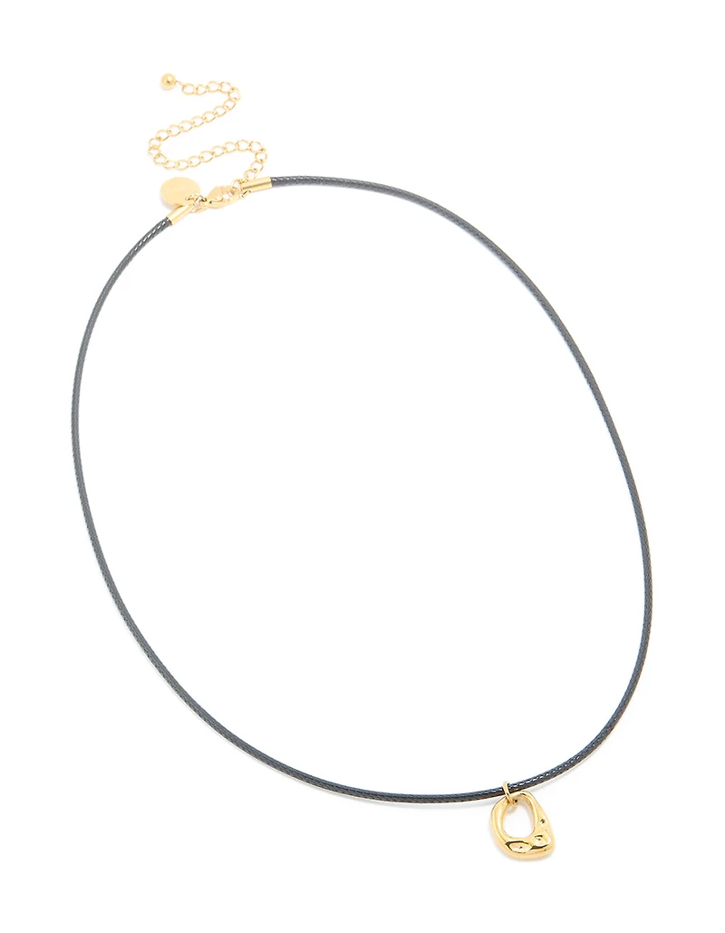 Waterproof Gold Plated Stainless Steel Open Molten Pendant Cord Necklace