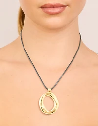Waterproof Gold Plated Organic Open Pendant Cord Necklace