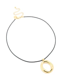 Waterproof Gold Plated Organic Open Pendant Cord Necklace