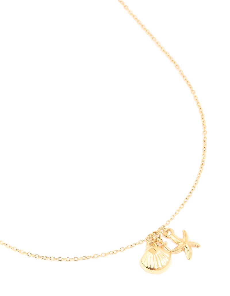 Waterproof Gold Plated Stainless Steel Sea Theme Necklace