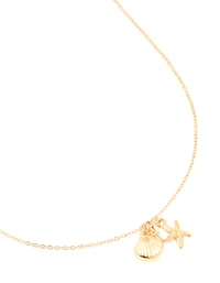 Waterproof Gold Plated Stainless Steel Sea Theme Necklace