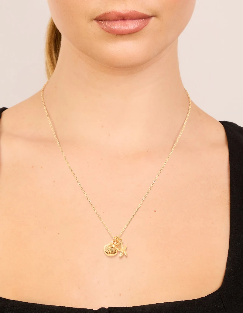 Waterproof Gold Plated Stainless Steel Sea Theme Necklace