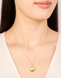 Collier pendentif en forme de cœur texturé en acier inoxydable plaqué or imperméable