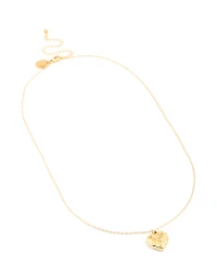 Collier pendentif en forme de cœur texturé en acier inoxydable plaqué or imperméable