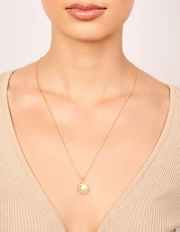 Waterproof Gold Plated Stainless Steel Sun Pendant Necklace