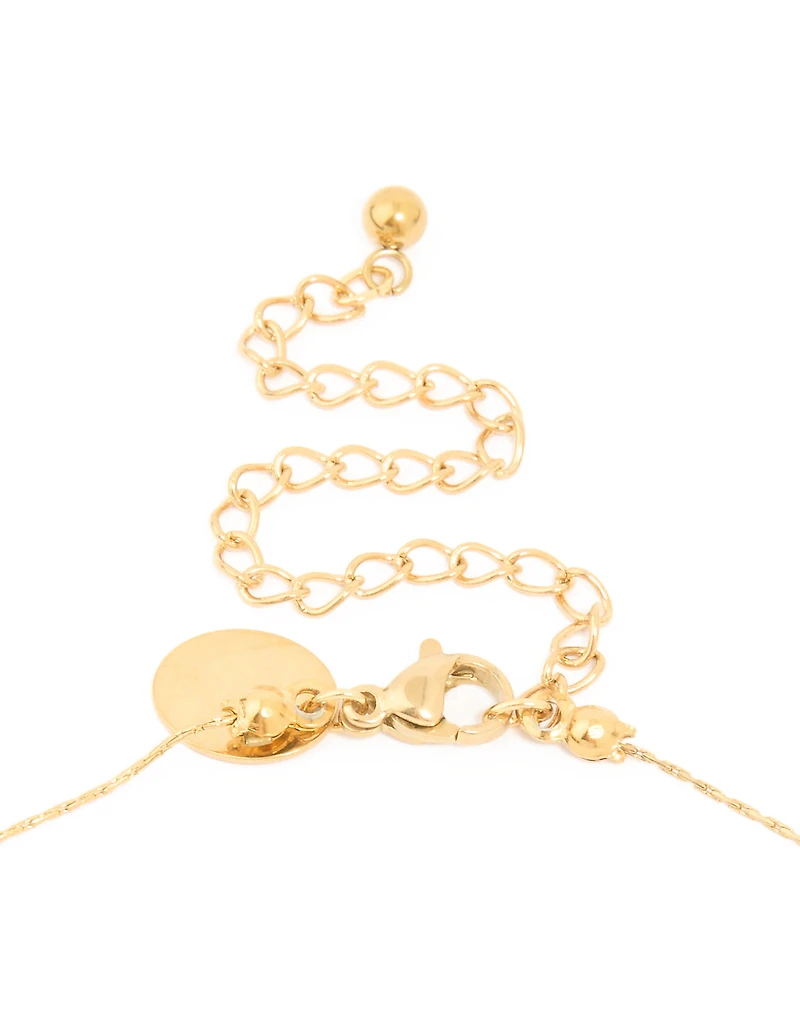 Waterproof Gold Plated Stainless Steel White Beaded Heart Pendant Necklace