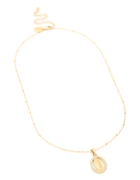 Waterproof Gold Plated Stainless Steel Diamante Mary Pendant Necklace