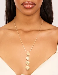Waterproof Gold Plated Stainless Steel Multiple Dimple Discs Necklace