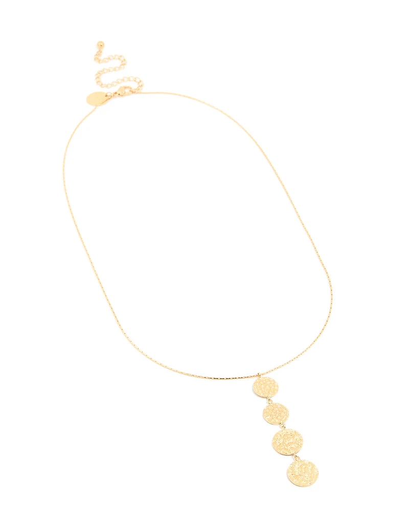 Waterproof Gold Plated Stainless Steel Multiple Dimple Discs Necklace