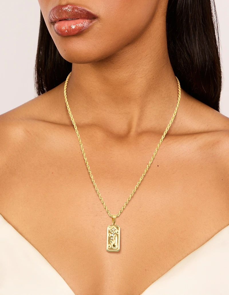 Waterproof Gold Plated Stainless Steel Flower Tab Necklace