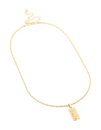 Waterproof Gold Plated Stainless Steel Flower Tab Necklace