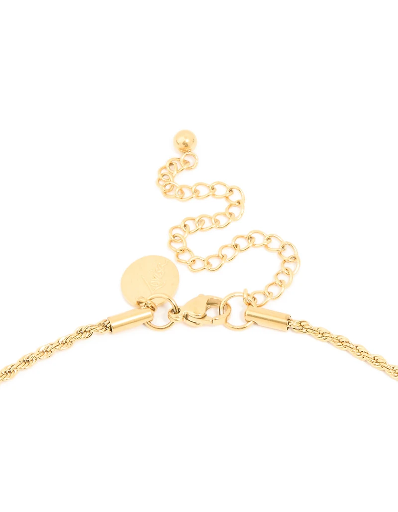 Waterproof Gold Plated Stainless Steel Flower Tab Necklace