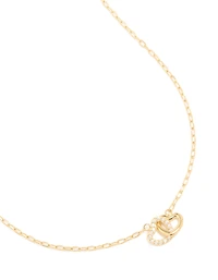 Waterproof Gold Plated Stainless Steel Interlocking Heart Pendant Necklace