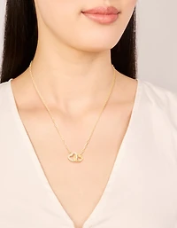 Pendentif en forme de cœur imbriqué en acier inoxydable imperméable plaqué or