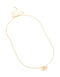 Waterproof Gold Plated Stainless Steel Interlocking Heart Pendant Necklace