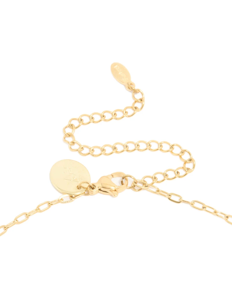 Waterproof Gold Plated Stainless Steel Interlocking Heart Pendant Necklace