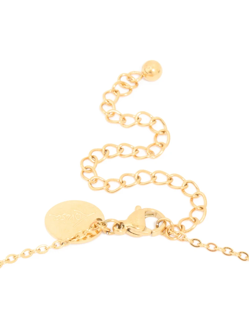 Waterproof Gold Plated Stainless Steel Red Glass Cherry Necklace