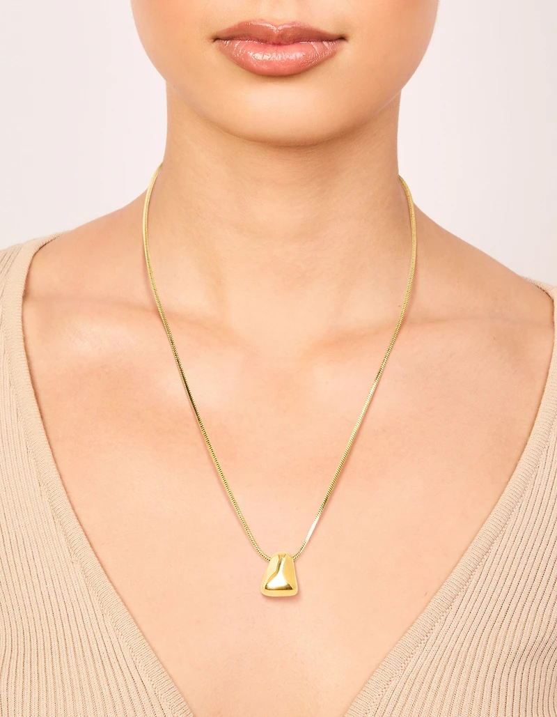 Waterproof Gold Plated Stainless Steel Organic Nugget Pendant Necklace