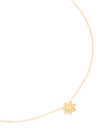 Waterproof Gold Plated Stainless Steel Flower Pendant Necklace