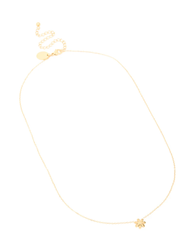 Waterproof Gold Plated Stainless Steel Flower Pendant Necklace