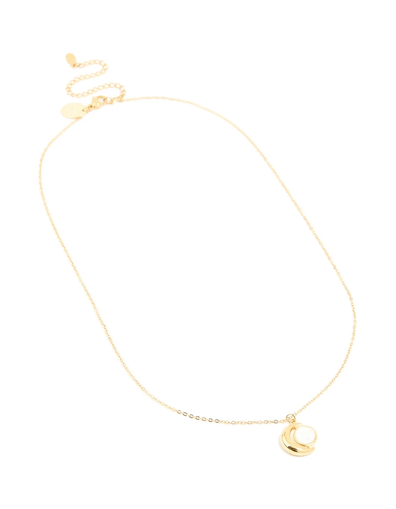 Waterproof Gold Plated Stainless Steel Full & Crescent Moon Phase Necklace