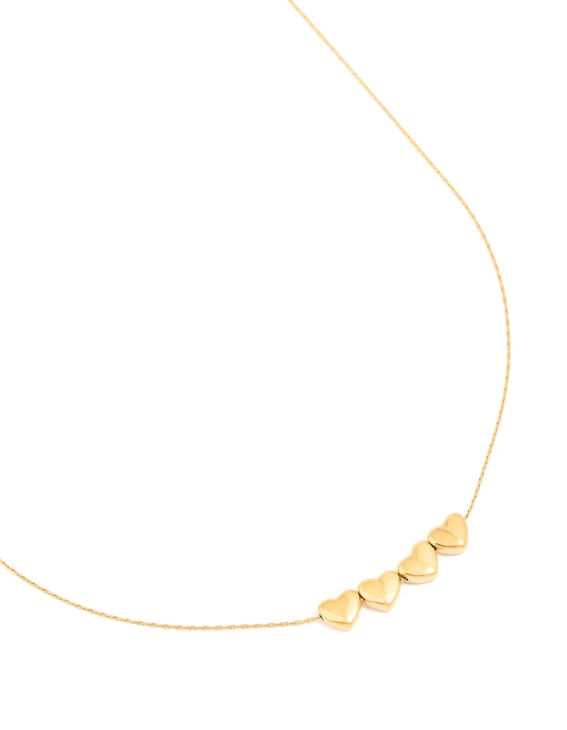 Waterproof Gold Plated Stainless Steel Mini Hearts Necklace