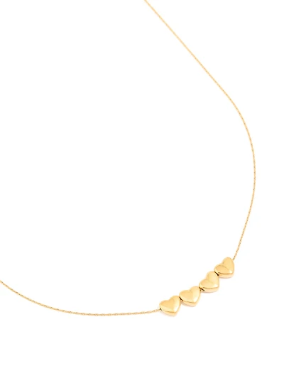 Waterproof Gold Plated Stainless Steel Mini Hearts Necklace