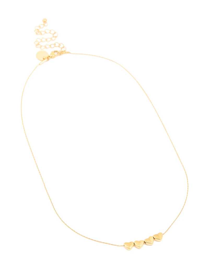 Waterproof Gold Plated Stainless Steel Mini Hearts Necklace