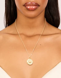 Waterproof Gold Plated Diamante Detail Sundial Pendant Necklace