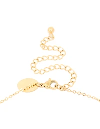 Waterproof Gold Plated Diamante Detail Sundial Pendant Necklace