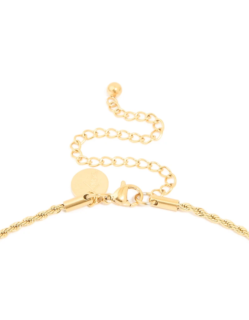 Waterproof Gold Plated Stainless Steel Cubic Zirconia Celestial Etched Tab Necklace