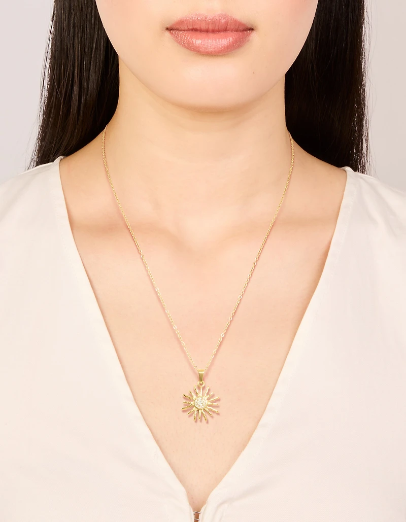 Waterproof Gold Plated Stainless Steel Sunburst Necklace