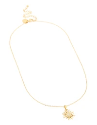 Waterproof Gold Plated Stainless Steel Sunburst Necklace
