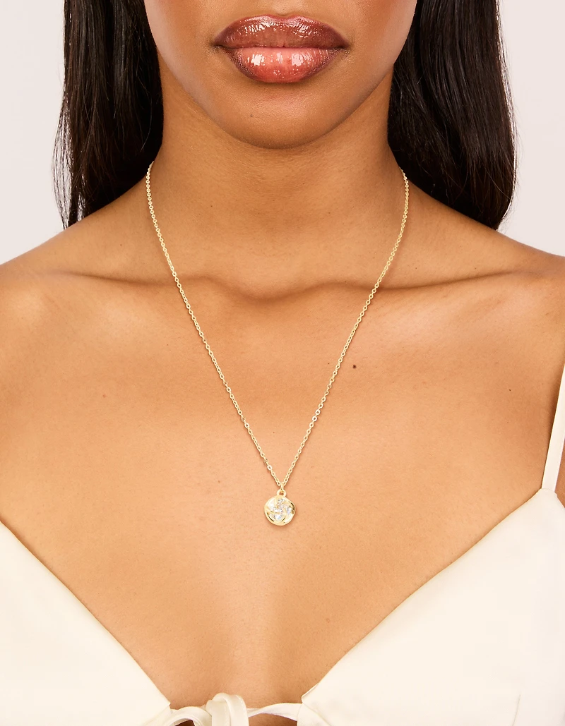 Collier pendentif cubique en zircone en acier inoxydable plaqué or et imperméable