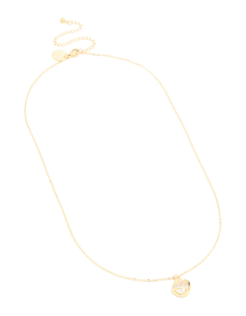 Waterproof Gold Plated Stainless Steel Cubic Zirconia Claw-Set Pendant Necklace